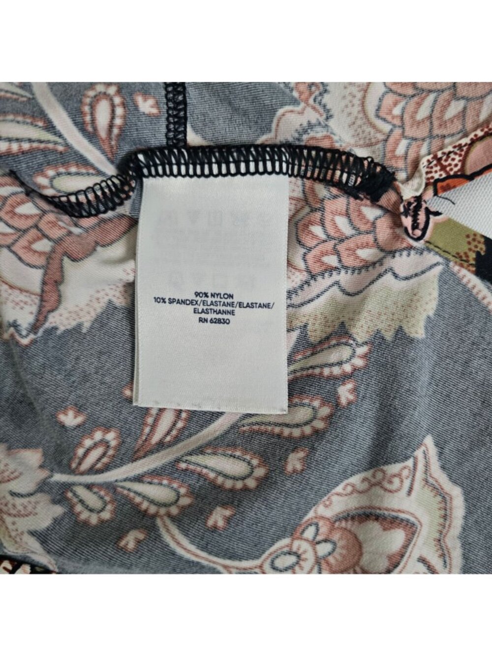 Lands' End Black Floral Mock Neck Long Sleeve Swim Tunic Cover-Up Size M (10-12) - Picture 9 of 16